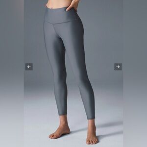 Alo Yoga Grey Blue Semi Shiny High-waist Airlift Leggings